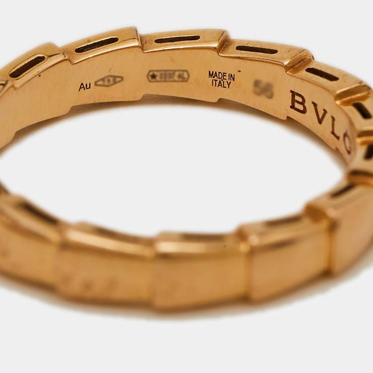 Pre Owned Bvlgari Serpenti Viper 18K Rose Gold Band Ring Size 56