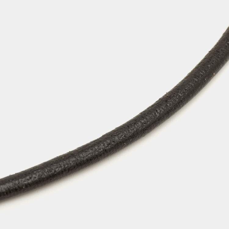 Pre Owned Bvlgari Tondo Sakura Flower Stainless Steel 18k Yellow Gold Pendant Cord Necklace