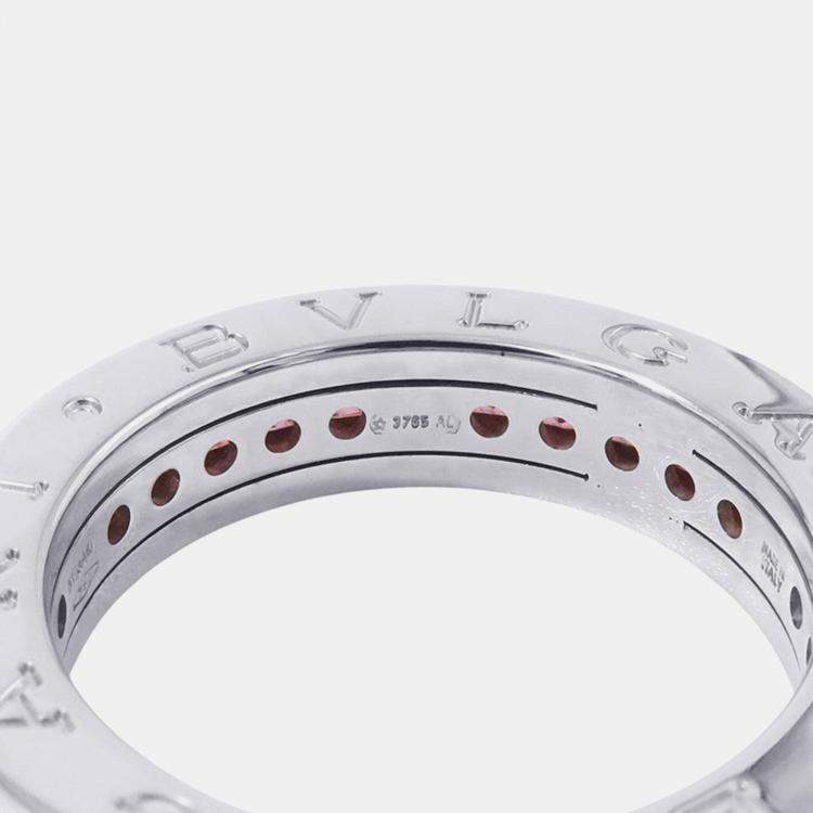 Pre Owned Bvlgari B.Zero1 18K White Gold Garnet Ring EU 53