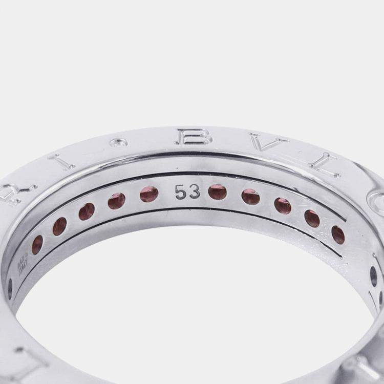 Pre Owned Bvlgari B.Zero1 18K White Gold Garnet Ring EU 53