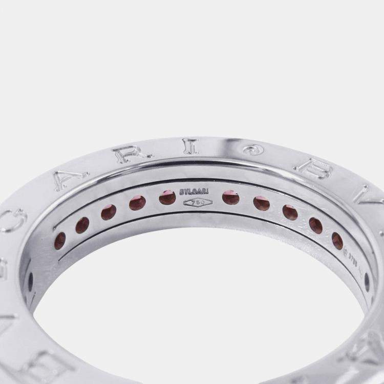 Pre Owned Bvlgari B.Zero1 18K White Gold Garnet Ring EU 53