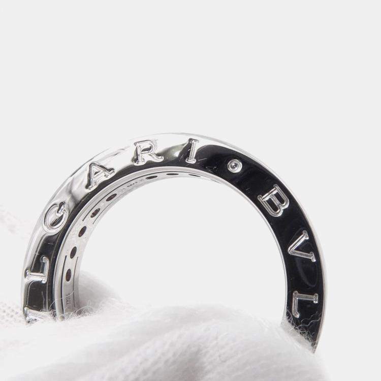 Pre Owned Bvlgari B.Zero1 18K White Gold Garnet Ring EU 53