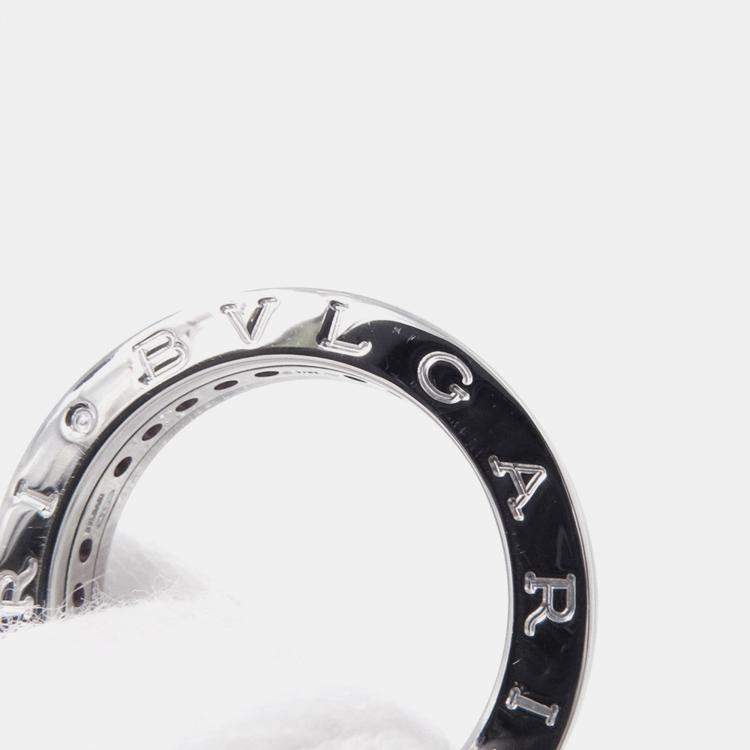 Pre Owned Bvlgari B.Zero1 18K White Gold Garnet Ring EU 53