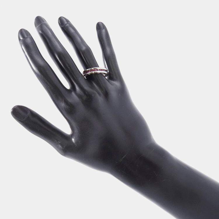 Pre Owned Bvlgari B.Zero1 18K White Gold Garnet Ring EU 53