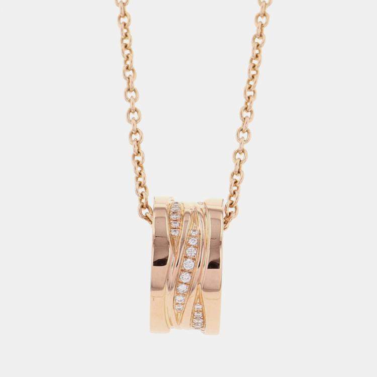 Pre Owned Bvlgari B.Zero1 Legend 18K Rose Gold Diamond Necklace