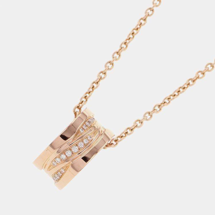 Pre Owned Bvlgari B.Zero1 Legend 18K Rose Gold Diamond Necklace