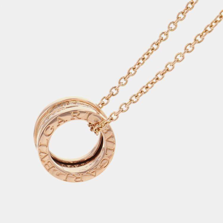 Pre Owned Bvlgari B.Zero1 Legend 18K Rose Gold Diamond Necklace