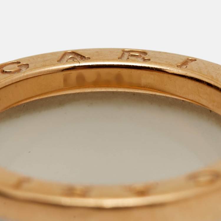 Pre Owned Bvlgari B.Zero1 4-Band White Ceramic 18k Rose Gold  Ring Size 52