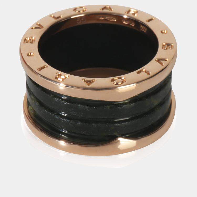 Pre Owned vlgari B.Zero1 Rose Gold, Ceramic Marble Ring EU 55
