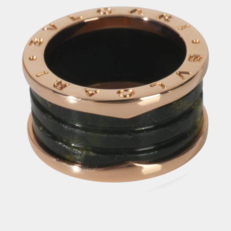 Pre Owned vlgari B.Zero1 Rose Gold, Ceramic Marble Ring EU 55