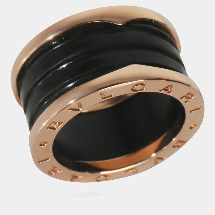 Pre Owned vlgari B.Zero1 Rose Gold, Ceramic Marble Ring EU 55
