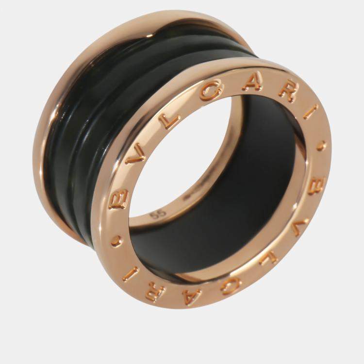 Pre Owned vlgari B.Zero1 Rose Gold, Ceramic Marble Ring EU 55