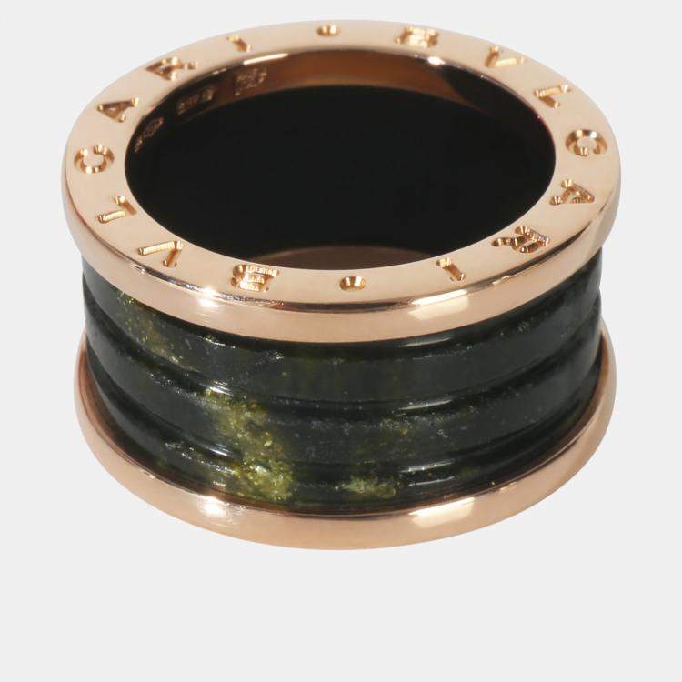Pre Owned vlgari B.Zero1 Rose Gold, Ceramic Marble Ring EU 55