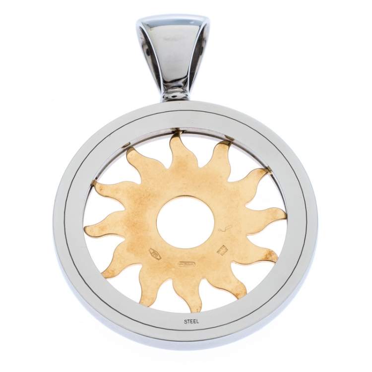 مملوكة مسبقًا Bvlgari Tondo 18K Yellow Gold Stainless Steel Sun Pendant