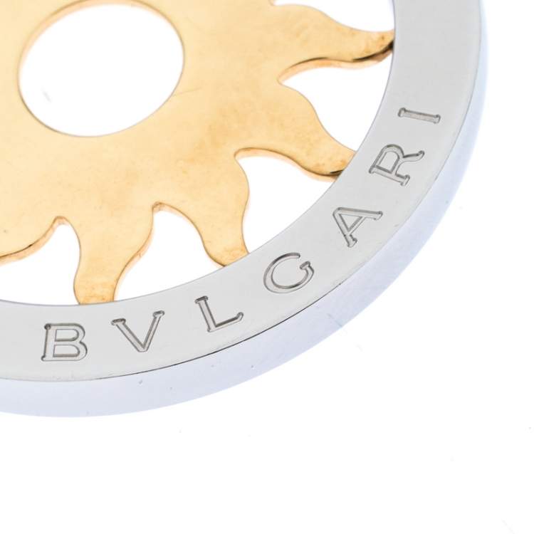 مملوكة مسبقًا Bvlgari Tondo 18K Yellow Gold Stainless Steel Sun Pendant