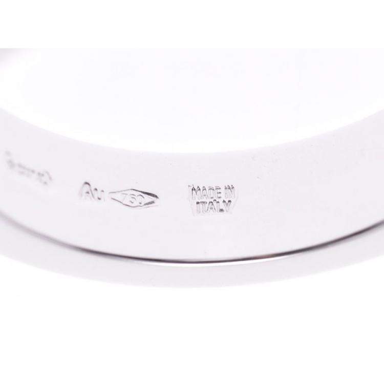 Pre Owned Bvlgari Double Logo Diamond 18K White Gold Band Ring Size 48