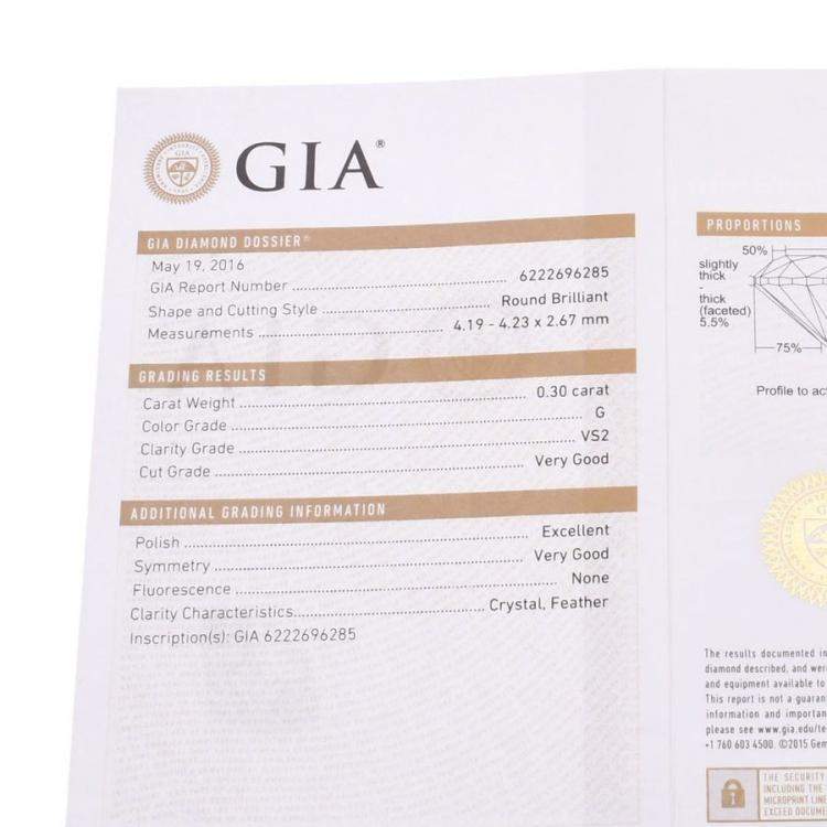 Pre Owned Bvlgari 0.30ct Diamond Solitaire Platinum Ring Size 56