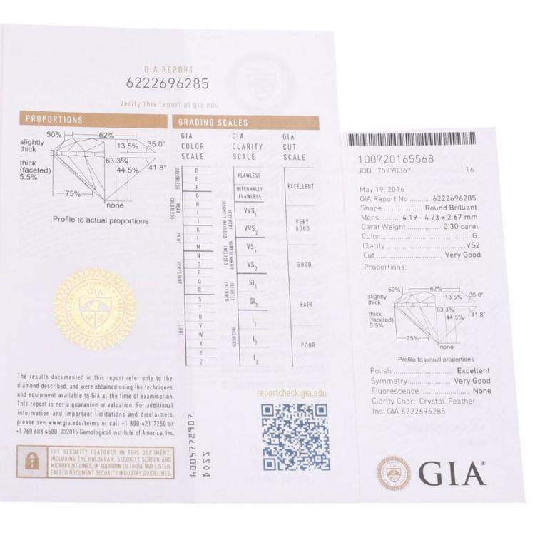 Pre Owned Bvlgari 0.30ct Diamond Solitaire Platinum Ring Size 56