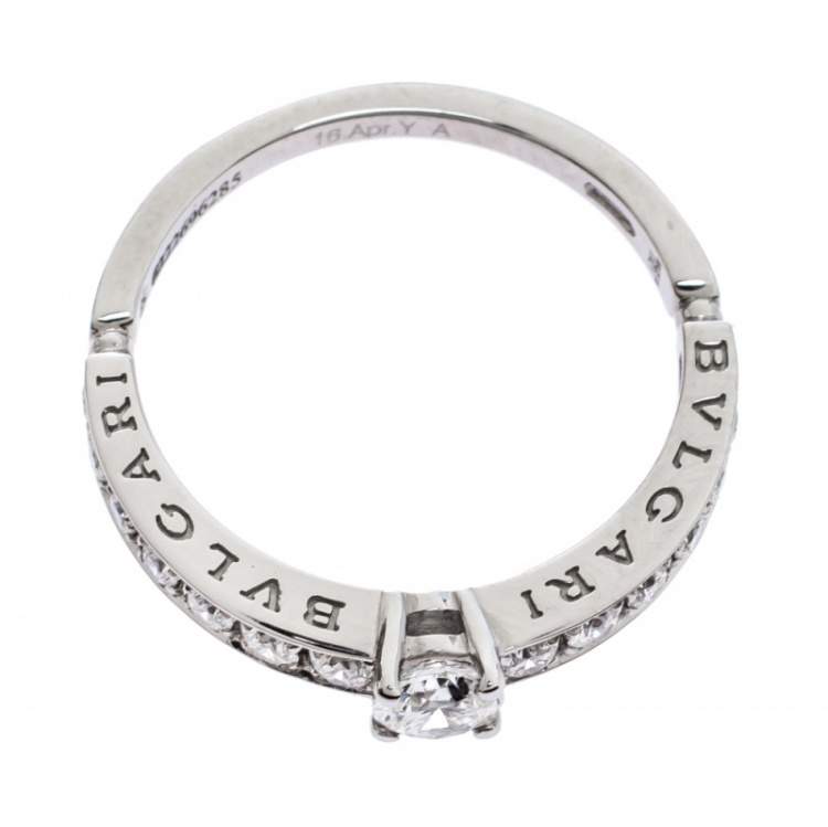 Pre Owned Bvlgari 0.30ct Diamond Solitaire Platinum Ring Size 56