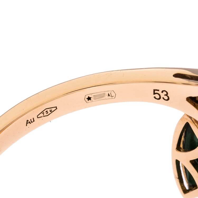 Pre Owned Bvlgari Divas' Dream Diamond Malachite 18K Rose Gold Ring Size 53