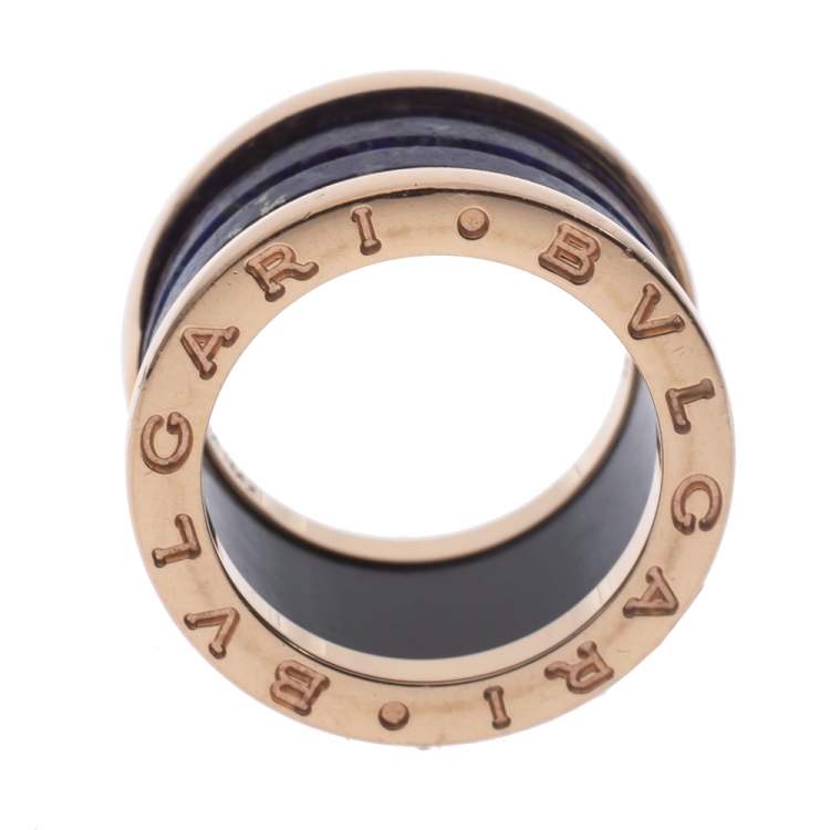 Pre Owned Bvlgari B.Zero1 Lapis Lazuli 18K Rose Gold Band Ring Size 48