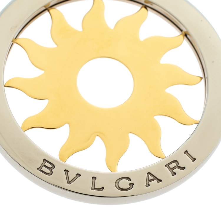 Pre Owned Bvlgari Tondo Sun 18K Yellow Gold and Stainless Steel Pendant Large
