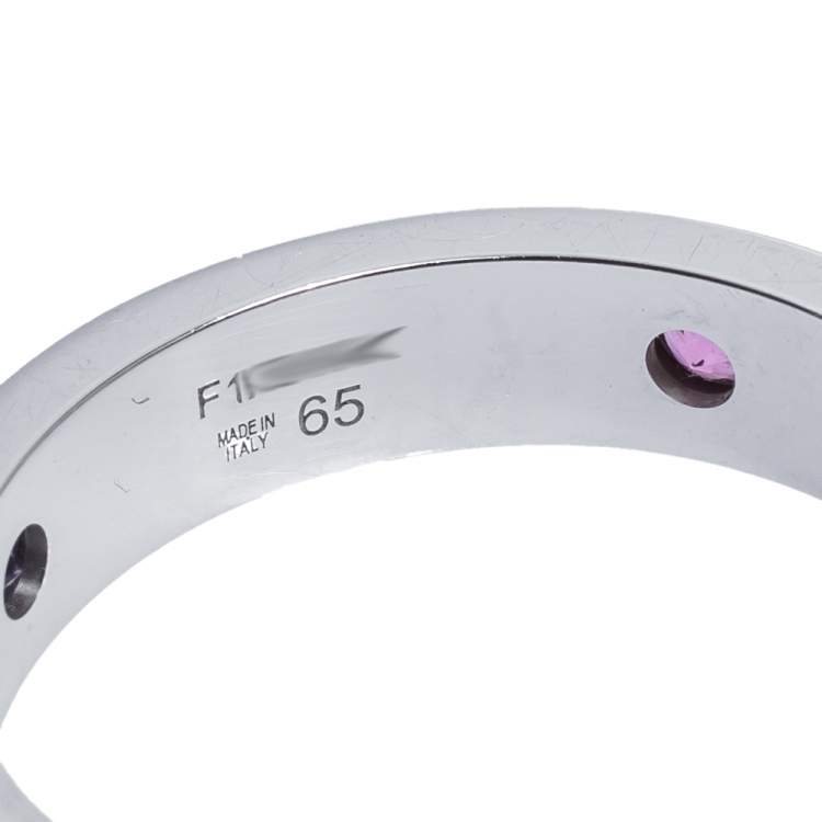 Pre Owned Bvlgari Bvlgari Multicolor Gemstone Diamond 18K White Gold Band Ring 65