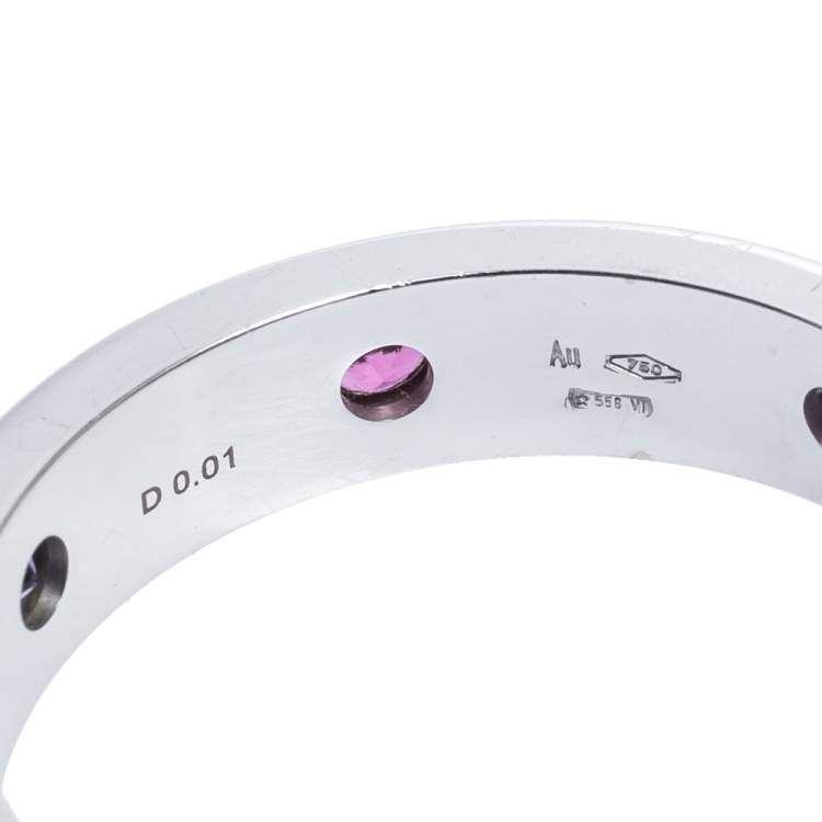 Pre Owned Bvlgari Bvlgari Multicolor Gemstone Diamond 18K White Gold Band Ring 65