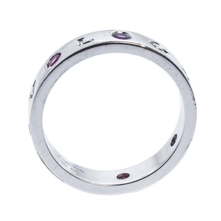 Pre Owned Bvlgari Bvlgari Multicolor Gemstone Diamond 18K White Gold Band Ring 65