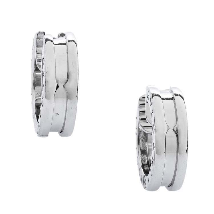 Pre Owned Bvlgari B.Zero1 18K White Gold Huggie Hoop Earrings