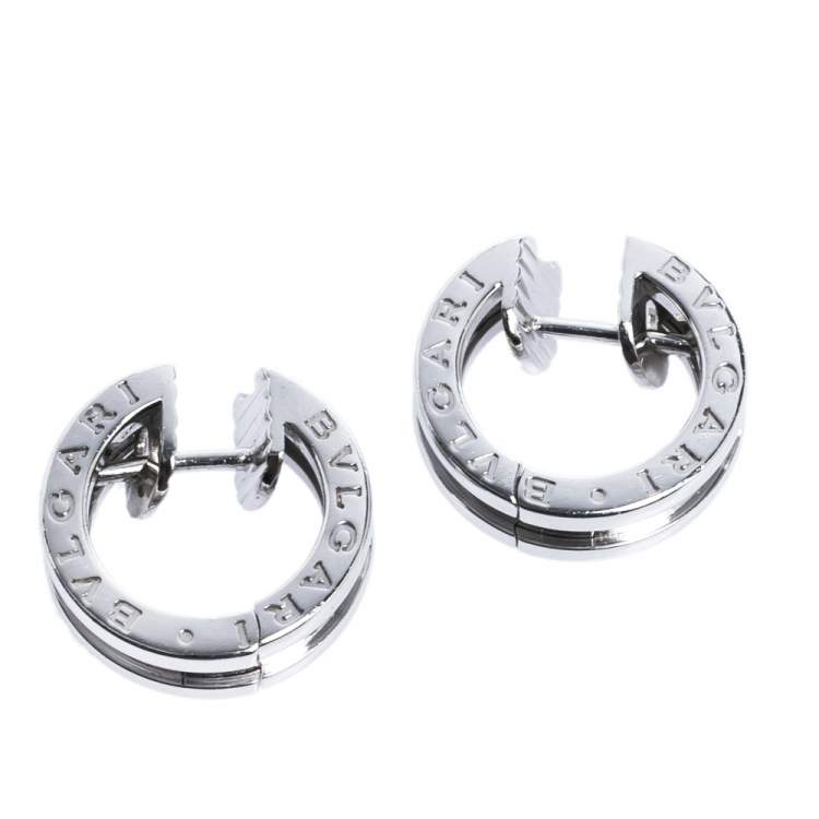 Pre Owned Bvlgari B.Zero1 18K White Gold Huggie Hoop Earrings