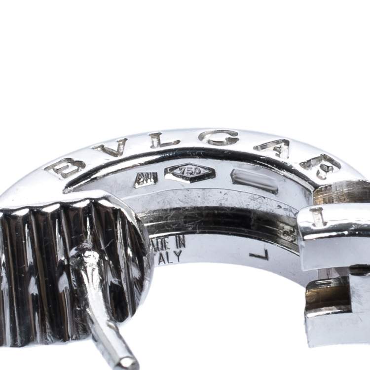 Pre Owned Bvlgari B.Zero1 18K White Gold Huggie Hoop Earrings