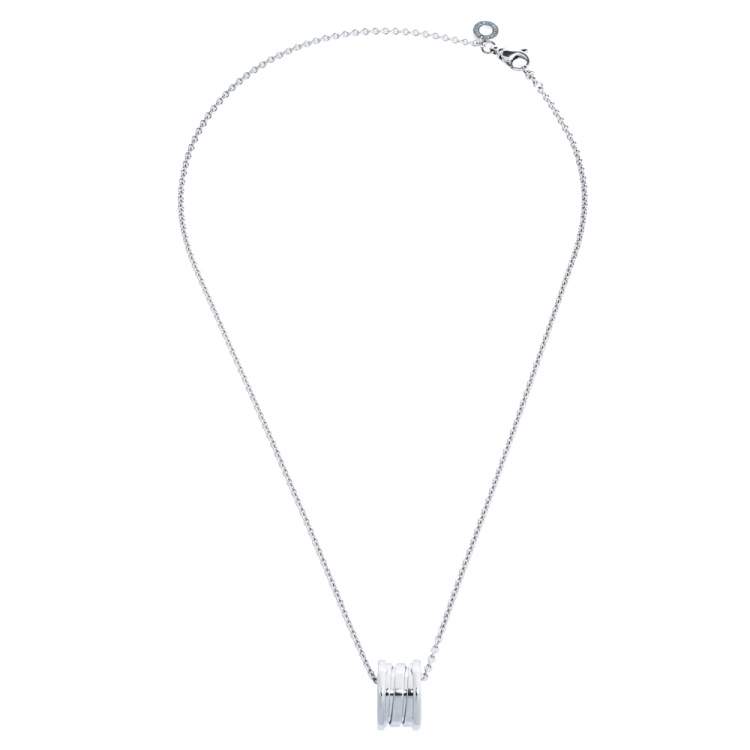 Pre Owned Bvlgari B.Zero1 18K White Gold Small Round Pendant Necklace