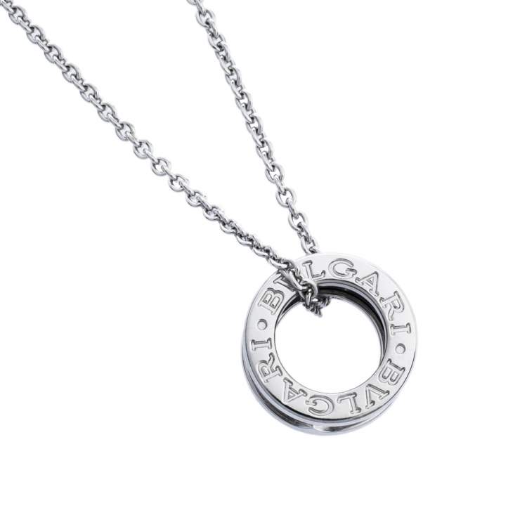 Pre Owned Bvlgari B.Zero1 18K White Gold Small Round Pendant Necklace