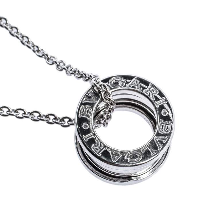 Pre Owned Bvlgari B.Zero1 18K White Gold Small Round Pendant Necklace