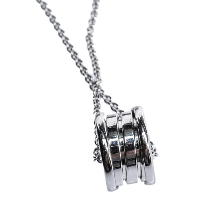Pre Owned Bvlgari B.Zero1 18K White Gold Small Round Pendant Necklace