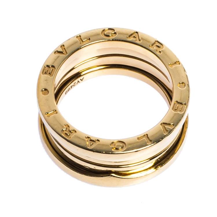 Pre Owned Bvlgari B.Zero1 18K Yellow Gold 3-Band Ring Size 52
