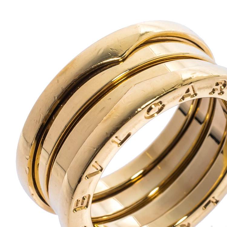 Pre Owned Bvlgari B.Zero1 18K Yellow Gold 3-Band Ring Size 52