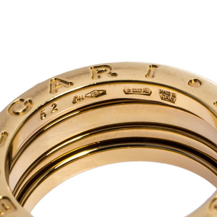Pre Owned Bvlgari B.Zero1 18K Yellow Gold 3-Band Ring Size 52