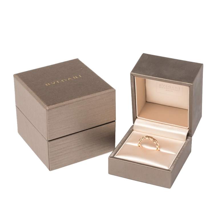 Pre Owned Bvlgari Serpenti Viper 18K Rose Gold Wedding Band Ring Size 50