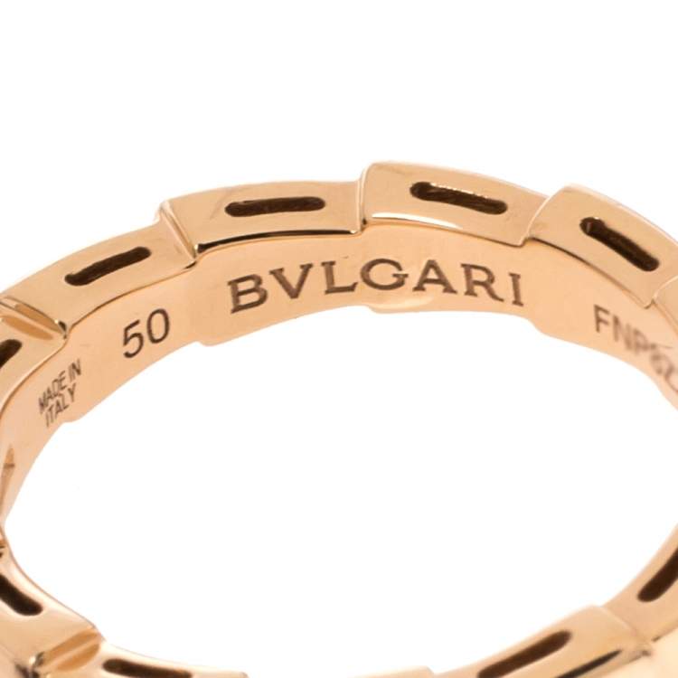 Pre Owned Bvlgari Serpenti Viper 18K Rose Gold Wedding Band Ring Size 50