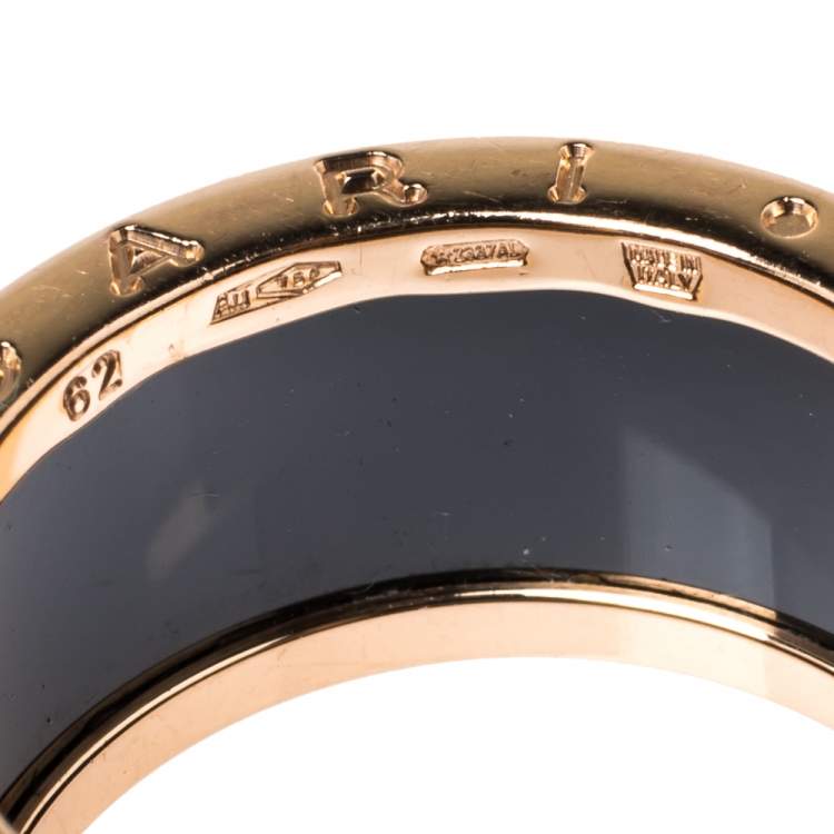 Pre Owned Bvlgari B.Zero1 4-Band Black Ceramic 18K Rose Gold Band Ring Size 62