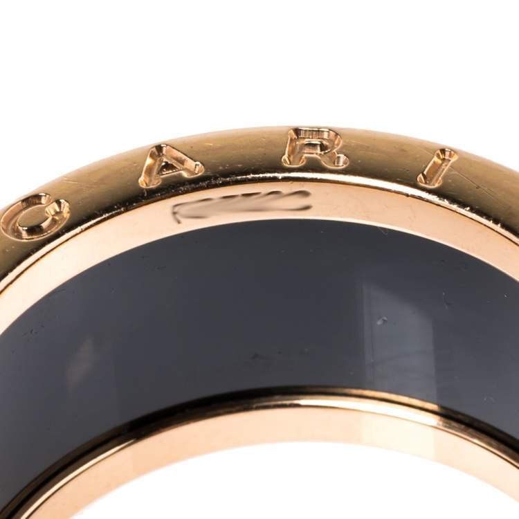 Pre Owned Bvlgari B.Zero1 4-Band Black Ceramic 18K Rose Gold Band Ring Size 62
