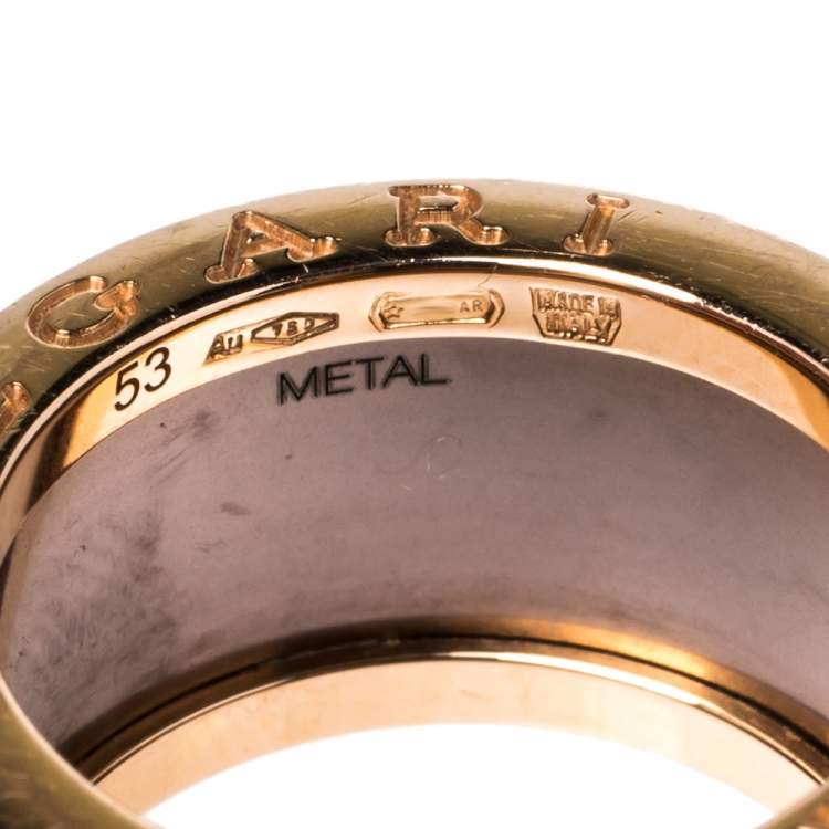 Pre Owned Bvlgari B.Zero1 Roma 4-Band Bronze Ceramic 18K Rose Gold Band Ring Size 53
