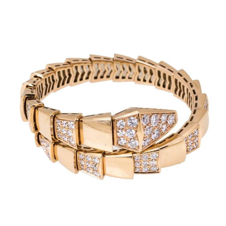 Bvlgari Serpenti Viper Diamond 18K Rose Gold One-Coil Bracelet S Bvlgari |  TLC