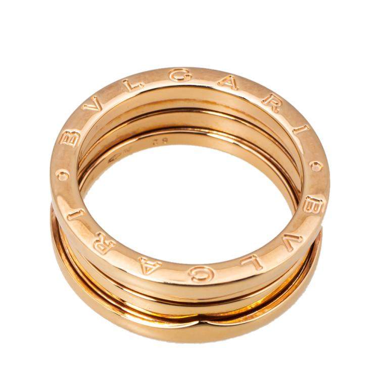 Pre Owned Bvlgari B.Zero1 18K Rose Gold 3-Band Ring Size 62