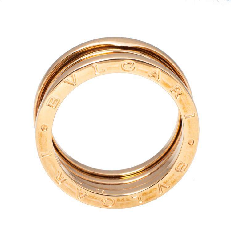 Pre Owned Bvlgari B.Zero1 18K Rose Gold 3-Band Ring Size 62