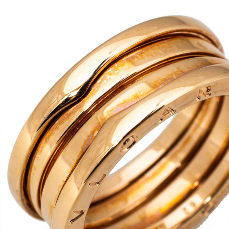 Pre Owned Bvlgari B.Zero1 18K Rose Gold 3-Band Ring Size 62