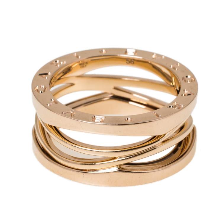 Bvlgari  Design Legend 18K Rose Gold 3-Band Ring Size 56 Bvlgari |  TLC