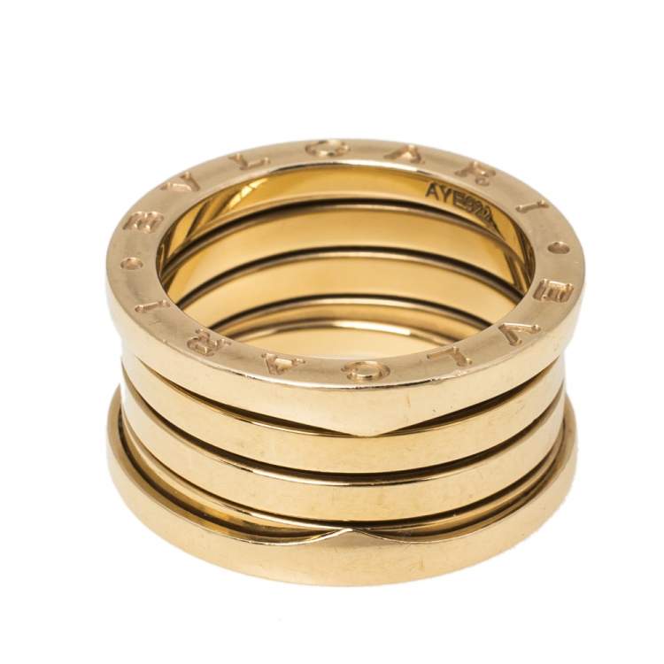 Pre Owned Bvlgari B.Zero1 18K Yellow Gold 4-Band Ring Size 54